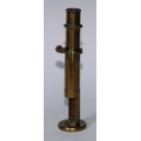 A 19th century lacquered brass field microscope, by J Swift & Son, London, no. 18216, 22cm high