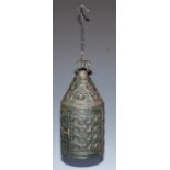 Folk Art - a punched tin lantern, 23cm high