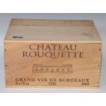 Claret - a case of six bottles of 2003 Château Rouquette Bordeaux, 75cl, unopened in branded packing
