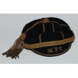 Sport - a Victorian football or rugby cap, MFC, ink ownership inscription J J Griffiths 1893 - 94,