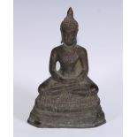 Burmese School (19th century), a bronze Buddha, seated in varasana, 18.5cm high