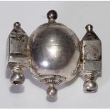 A South-East Asian silver betel nut box, probably Indian, 4cm wide, maker's mark MJ