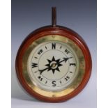 Meteorology - an early 20th century walnut wind direction indicator, 19cm register marked with