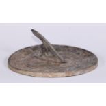 A lead sundial, angular gnomon, 15.5cm diam