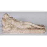 After Lorenzo Bartolini (1777?1850), an alabaster, Reclining Venus, the composition inspired by