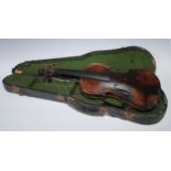 A violin, the one-piece back 36cm excluding button, paper label printed Nicolaus Amatus ..., 59cm