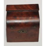 A 19th century mahogany novelty tea caddy, as a miniature cylinder desk, hinged cover, 13cm wide,