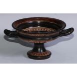 A Grand Tour type terracotta facsimile, after an Ancient Greek kylix, decorated in the Attic manner,