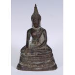 Burmese School (19th century), a bronze Buddha, calling the Earth to witness, 19cm high