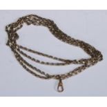 A 19th century pinchbeck guard chain, 136cm long