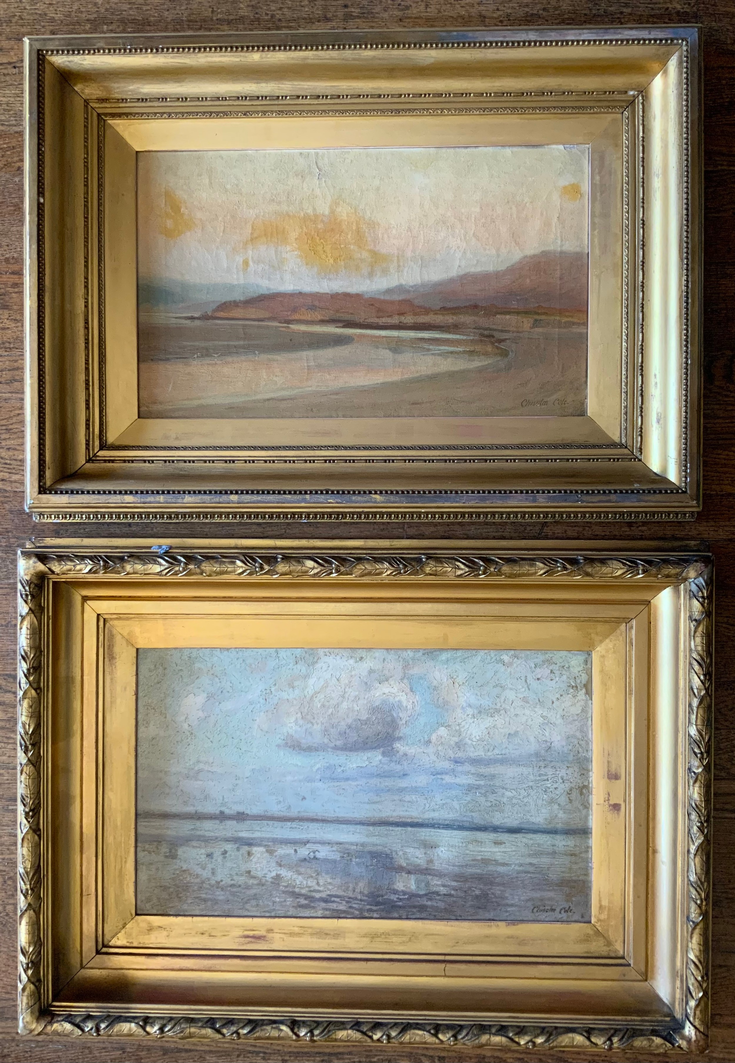 Chisolm Cole, A.R.C.A. (fl.1890-1899) A pair, Beaches signed, oils on canvas, 29cm x 50cm ** We