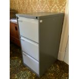 A three drawer metal filing cabinet, 101cm high ** We would please ask that all payments are made by