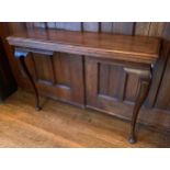 An early 20th century oak hall table, cabriole legs, pad feet, 75cm high, 24cm wide, c.1920 ** We