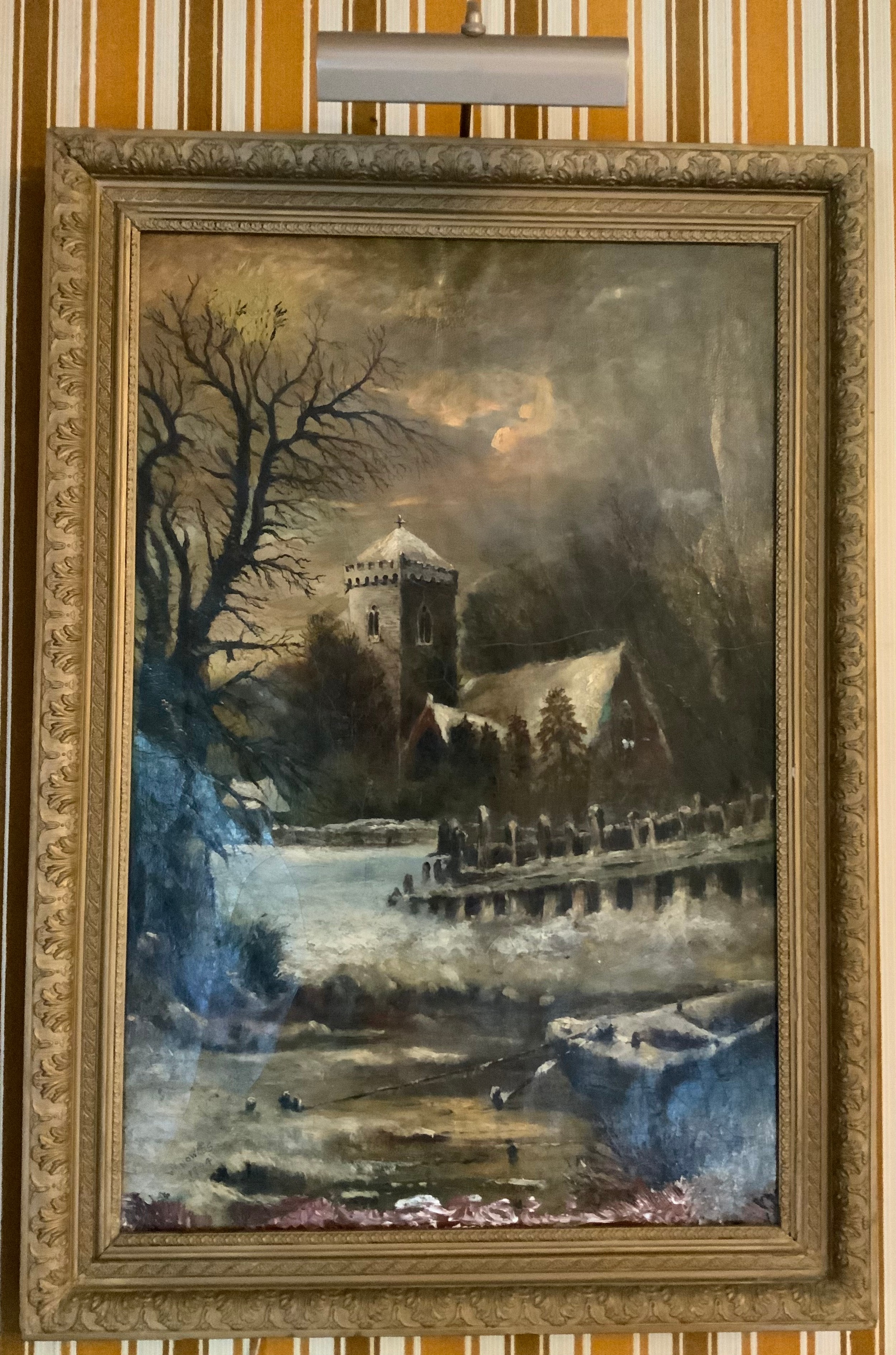 W**Knowles (early 20th century) Village Church on a Snowy Day signed, dated 1904, oil on canvas, - Image 2 of 2