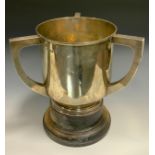 A silver three handled loving cup, 19cm high, Martin, Hall & Co (Richard Martin & Ebenezer Hall),