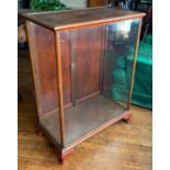 An early 20th century mahogany display cabinet, glazed sides and front, low cabriole legs, 89cm x