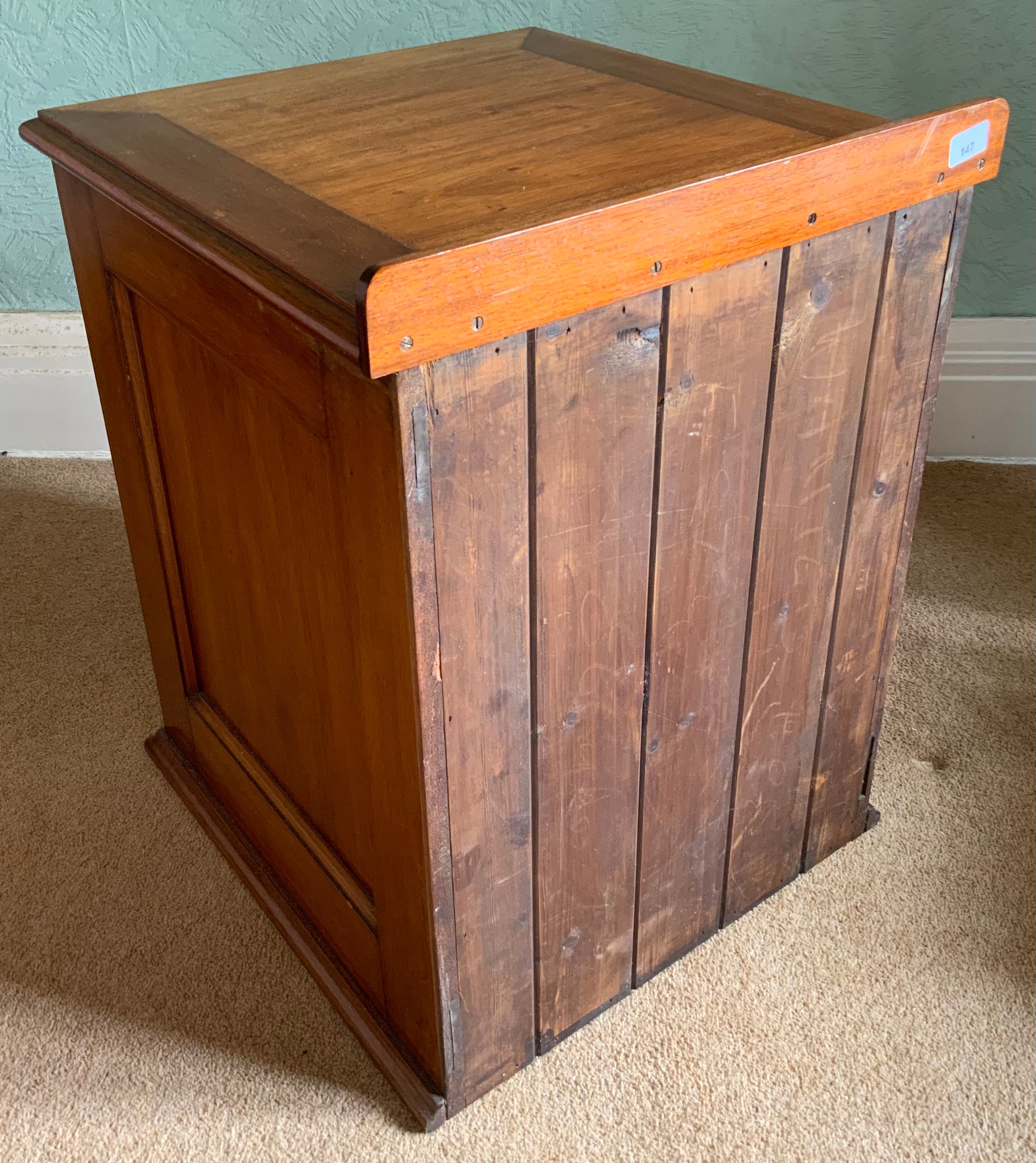 A 19th century mahogany bedside cabinet, fielded panelled door, enclosing two shelves, 66cm high, - Image 2 of 3