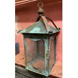 An Arts and Crafts copper hall lantern, c.1890, 56cm high. ** We would please ask that all