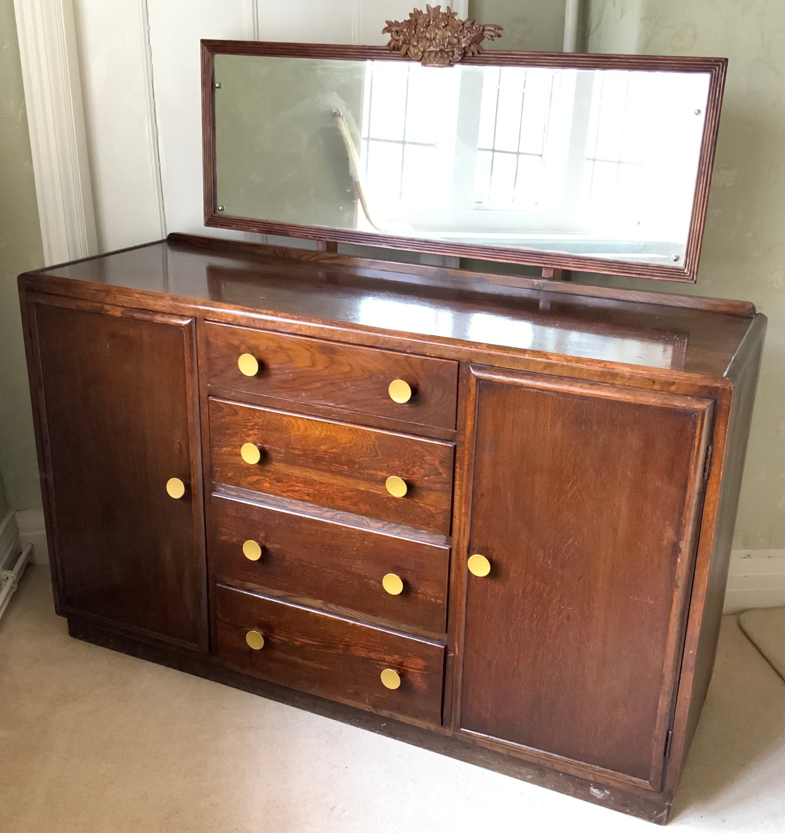 An oak sideboard, with four drawers flanked by cupboard doors, now converted to a dressing chest, - Image 2 of 2