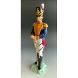 A Royal Worcester Military figure, Officer of the Royal Artillery 1815, 30cm high, printed mark,