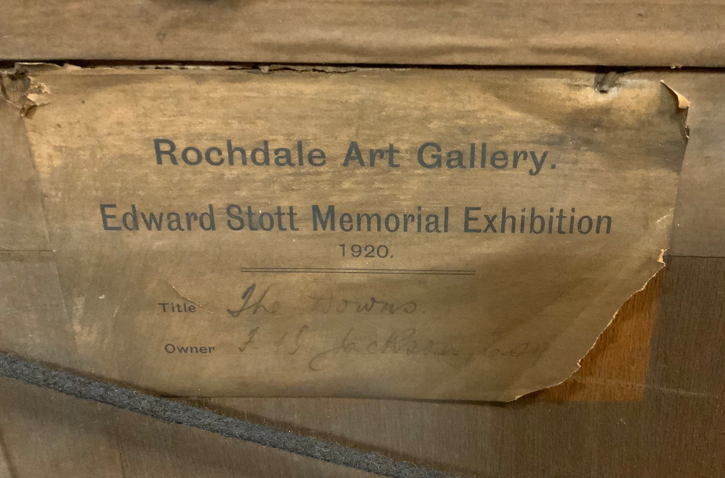Edward William Stott ARA (1859-1918) The Downs signed, label to verso, Rochdale Art Gallery Edward - Bild 5 aus 5