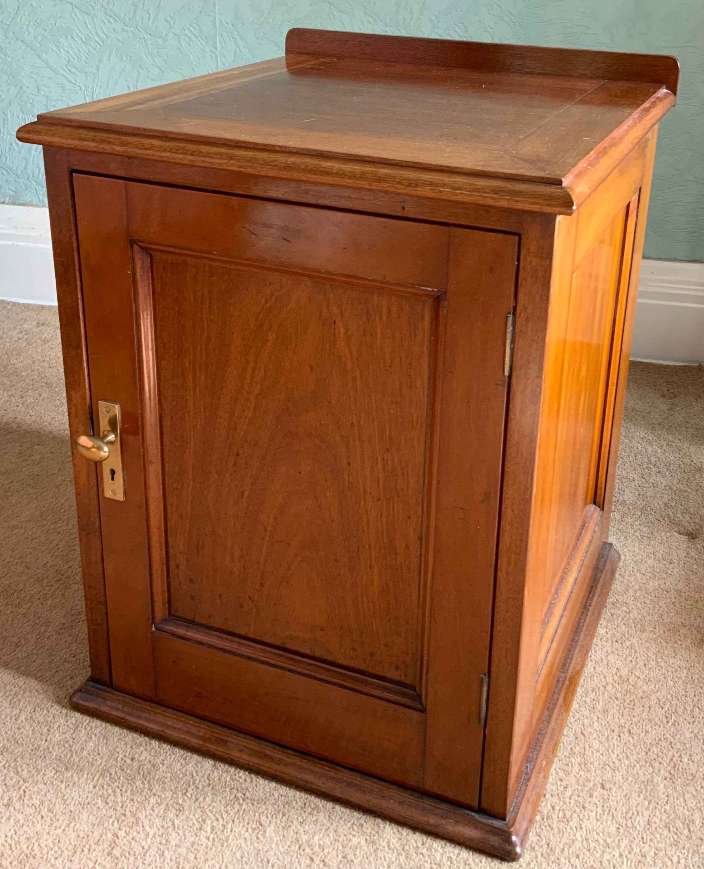 A 19th century mahogany bedside cabinet, fielded panelled door, enclosing two shelves, 66cm high, - Image 3 of 3