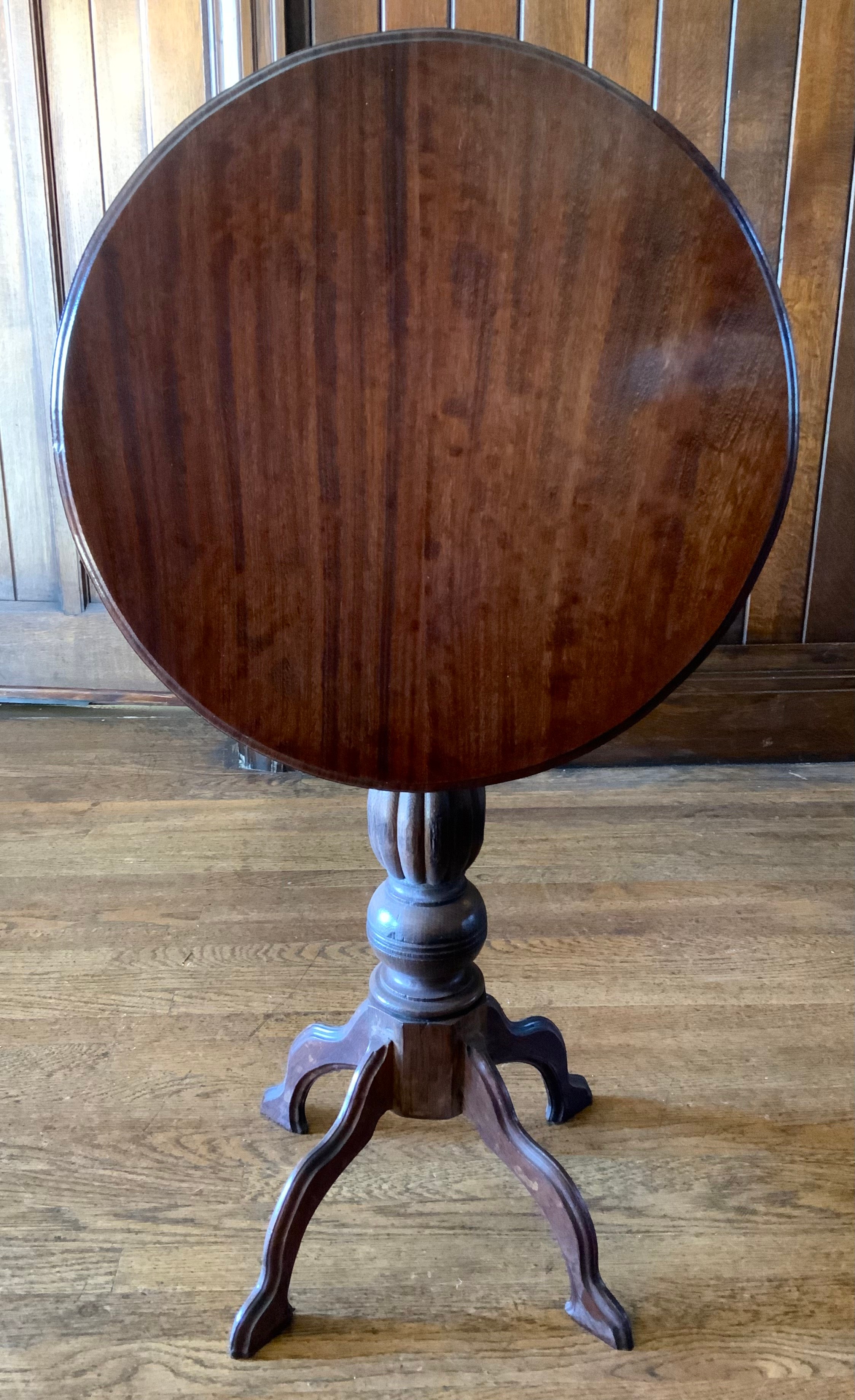 A 19th century mahogany occasional table, circular top, lobed baluster columns, four shaped legs, - Image 2 of 3