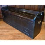 An early 20th century storage chest, converted from a piano, the interior inscribed John Burdon