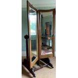A Victorian and later cheval mirror, reconstructed from wardrobe doors, 103cm wide ** We would