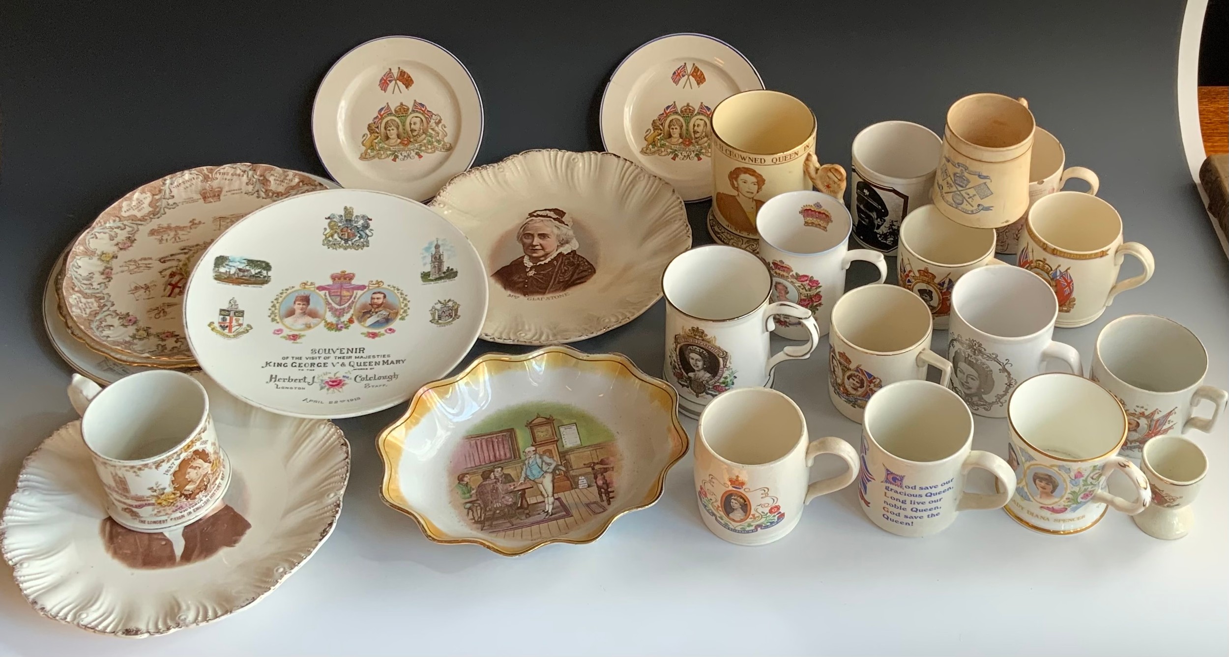 Commemorative Ceramics - a Queen Victorian 1837 - 1897 Jubuilee plate; Gladstone and Mrs Gladstone