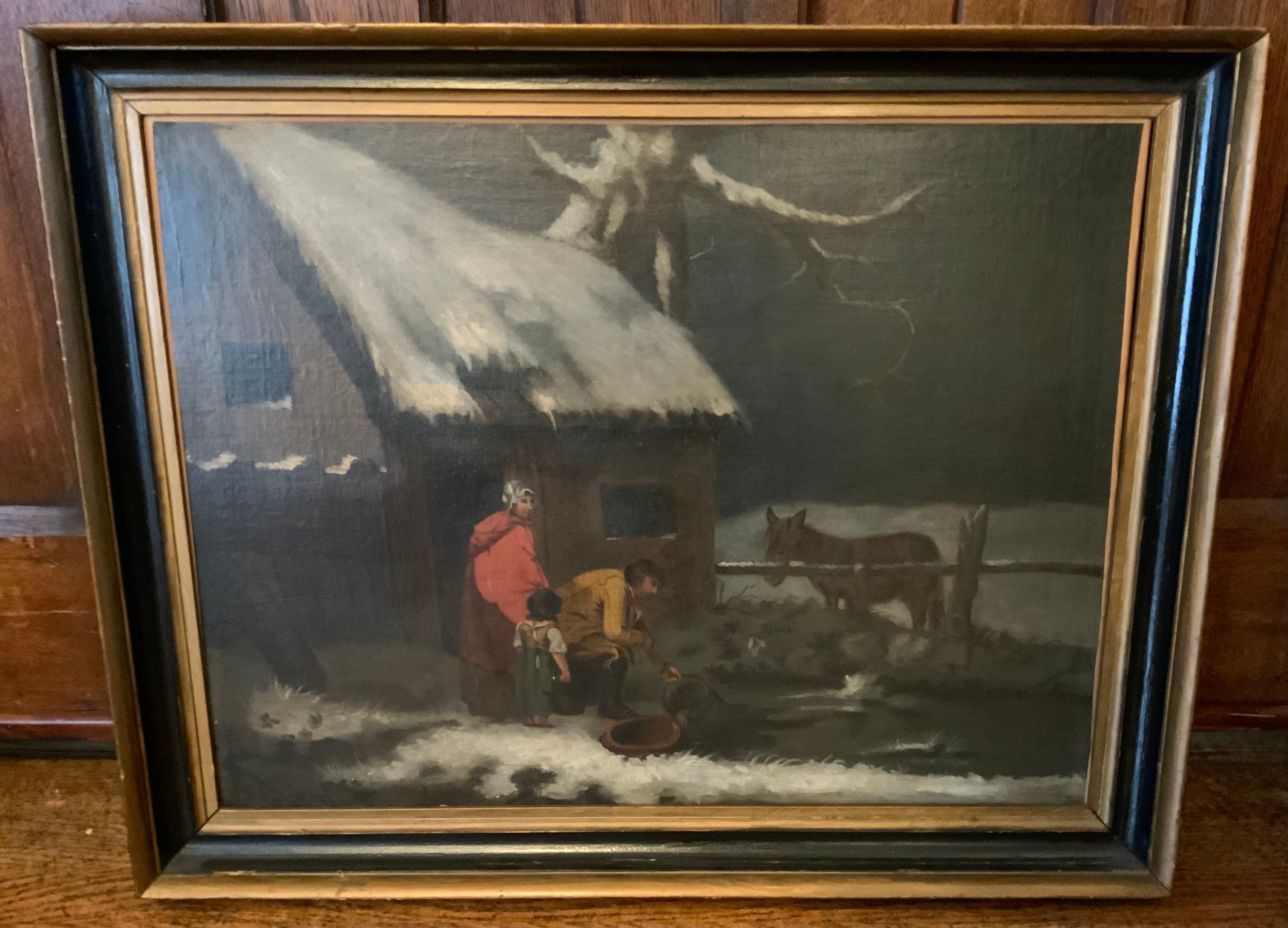 George Morland (after), Breaking The Ice, 19th century, English school, oil on canvas, 45cm x