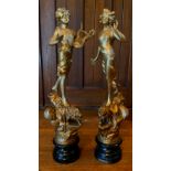 A pair of French gilt spelter figures, La Musique and La Danse, 67cm high, c.1870 ** We would please