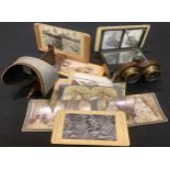 A Colemans, London stereoscope viewer; another similar; a selection of cards