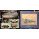 Toys - a Hornby O Gauge tinplate and clockwork train set, boxed