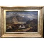 Attributed to David Bates Welsh Mountain Scene unsigned, oil on canvas, 39cm x 59.5cm
