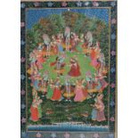 Indian School Vishnu Dancing watercolour and gouache, 51cm x 35cm