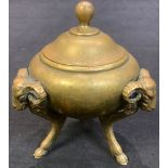 A 19th century bronze tripod inkwell, 10cm high