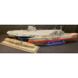 A large and substantial scratch built painted wooden model of a WWII Royal Navy Destroyer, mounted