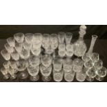 Glassware - suites and part suites of drinking glasses, including Thomas Webb, wine, whisky, sherry,