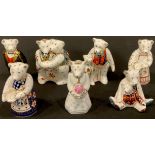 A pair of Royal Crown Derby miniature bears, Bride and Groom, others, Baking Day, Hugging Bears,