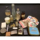 Boxes and Objects - a vesta, with City of London Crest; pen knives; stamps; medical bottles; etc