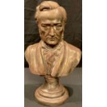 A cast iron bust of the composer Richard Wagner, 33cm high