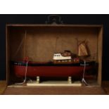 Fishing Heritage - a mid 20th century scratch built painted wooden model of a fishing trawler/