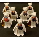 A Royal Crown Derby miniature Shopper Bear, Govier's of Sidmouth, Born To Shop at Govier's, 9.5cm;