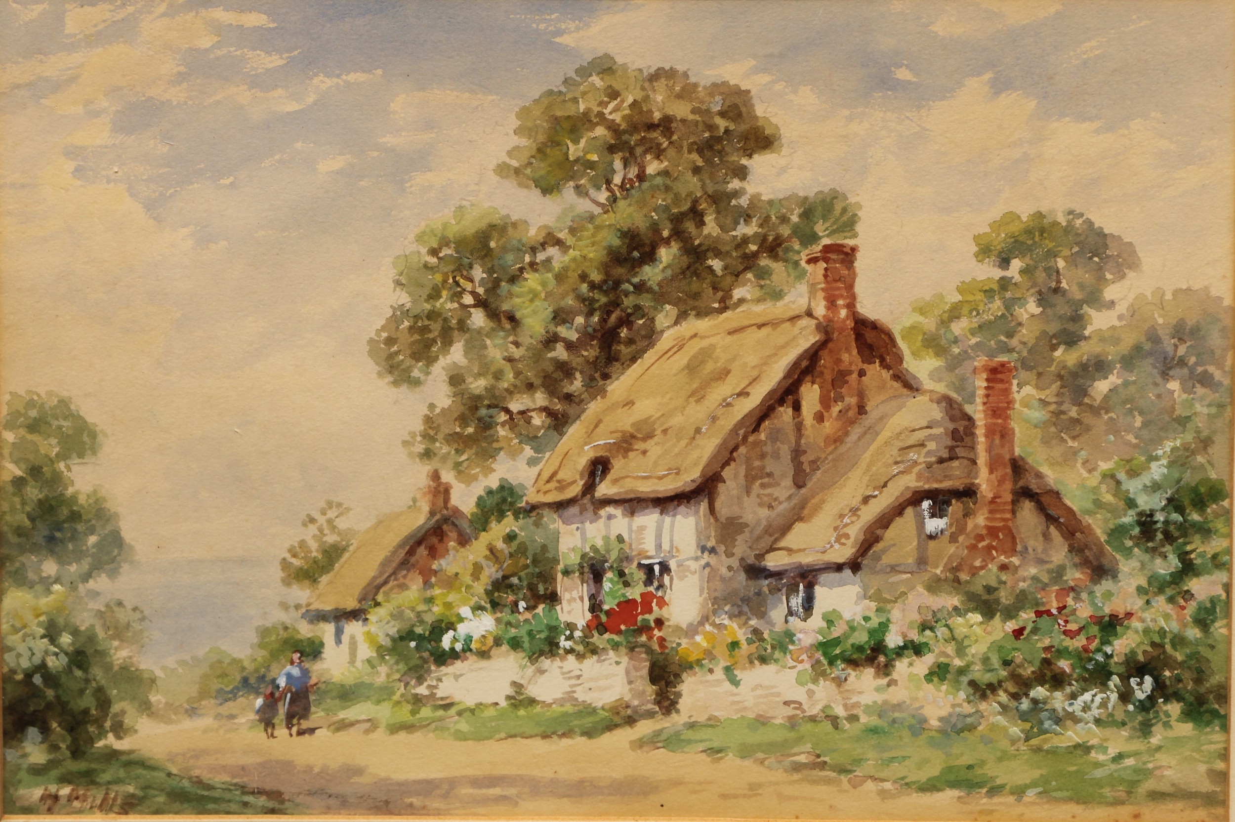 Arthur Mills (early 20th century) A Pair, Thatched Cottages, in summer signed, watercolours, 21. - Image 2 of 7