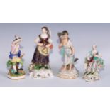 A Derby figure, Fire, emblematic of the element, 16cm high, canted square base, pseudo-Meissen