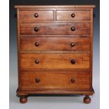 A reproduction mahogany collectors cabinet, two short over four long drawers, the top inlaid with