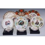 A Lynton Porcelain Company Hamilton Imari dinner plate, 27.5cm diam; Royal Crown Derby royal
