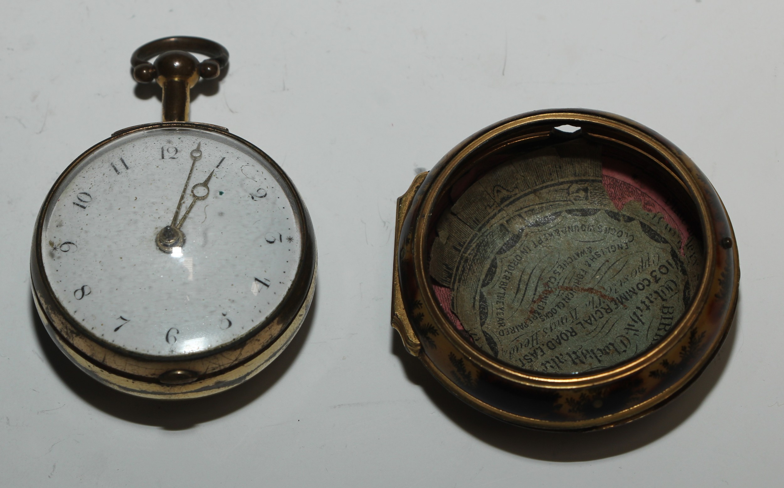 A George III painted tortoiseshell pair cased pocket watch, by James Smith, London, 3.5cm enamel - Image 3 of 7