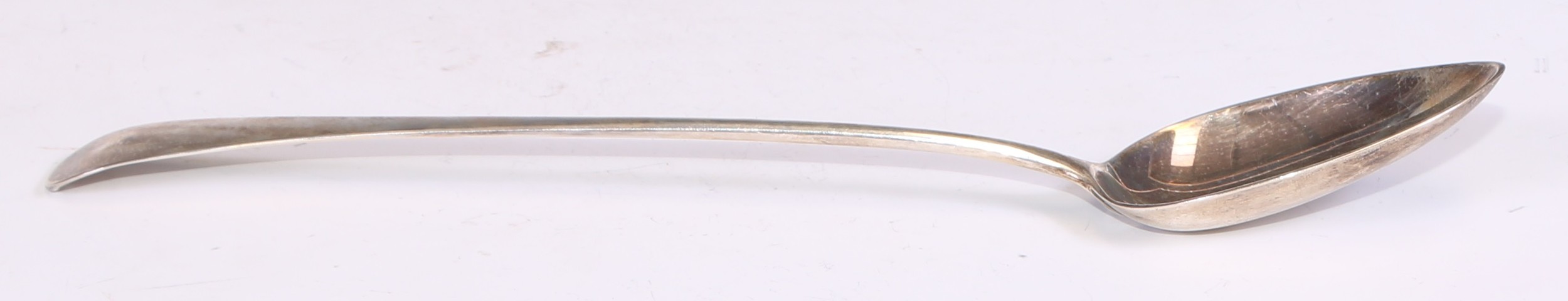 A George III silver Bright-cut Old English pattern basting spoon, 30cm long, London 1786; another, - Bild 4 aus 5